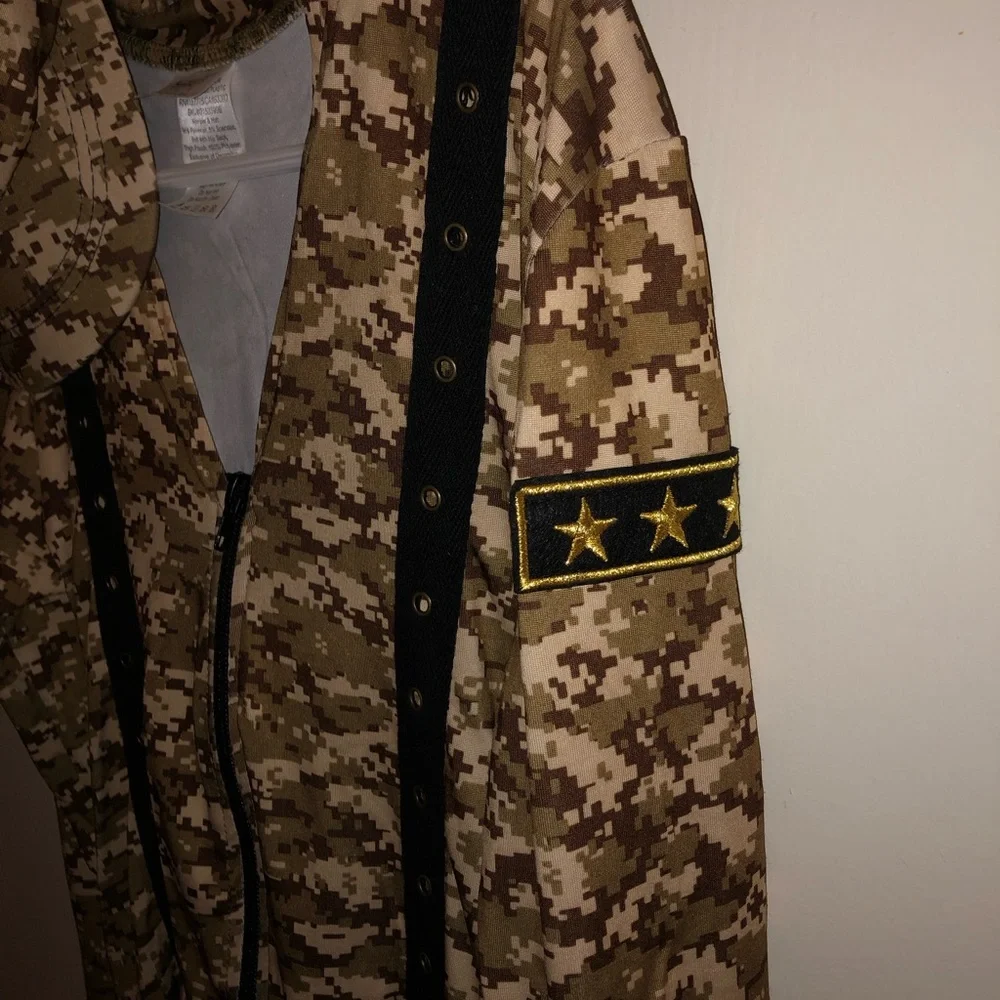 Girl’s Halloween Costume - Camo Military Romper with Hat and Fanny Pack.